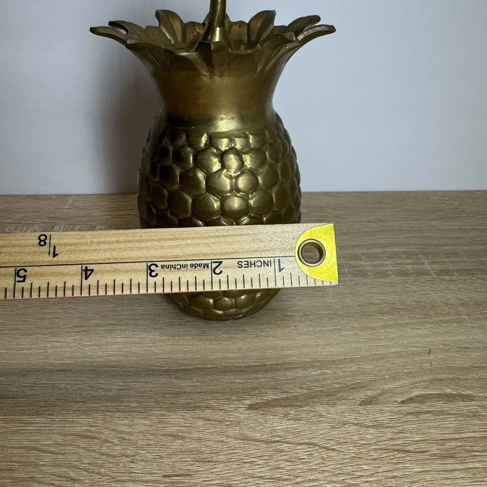 Vintage Solid Brass Pineapple Lidded Trinket Jar Hollywood Regency Decor
